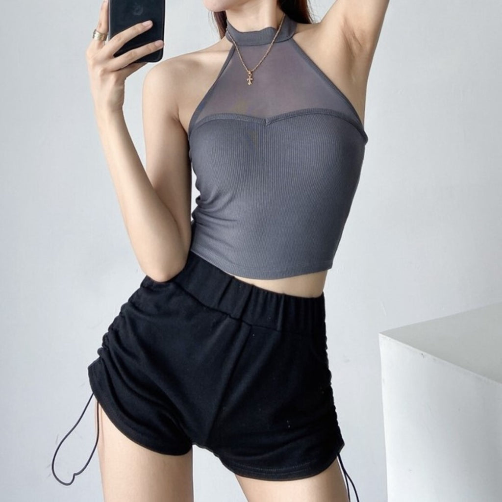 Mana Muse Mesh Slim Halter Neck Tops 1550