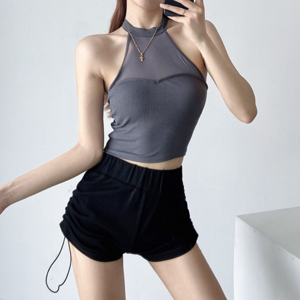 Mana Muse Mesh Slim Halter Neck Tops 1550