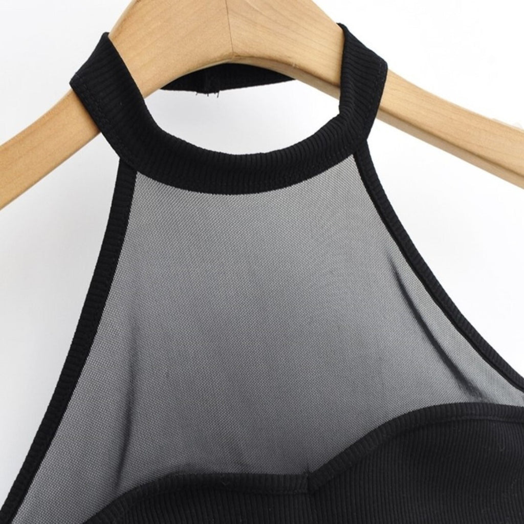 Mana Muse Mesh Slim Halter Neck Tops 1550