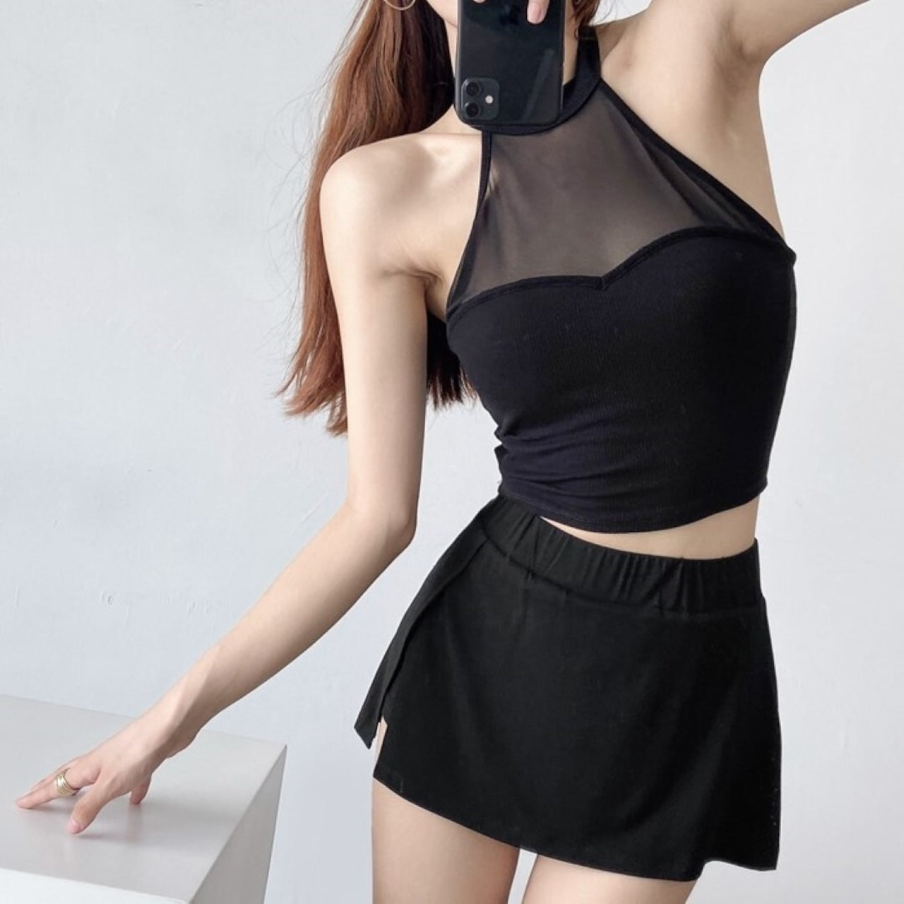 Mana Muse Mesh Slim Halter Neck Tops 1550