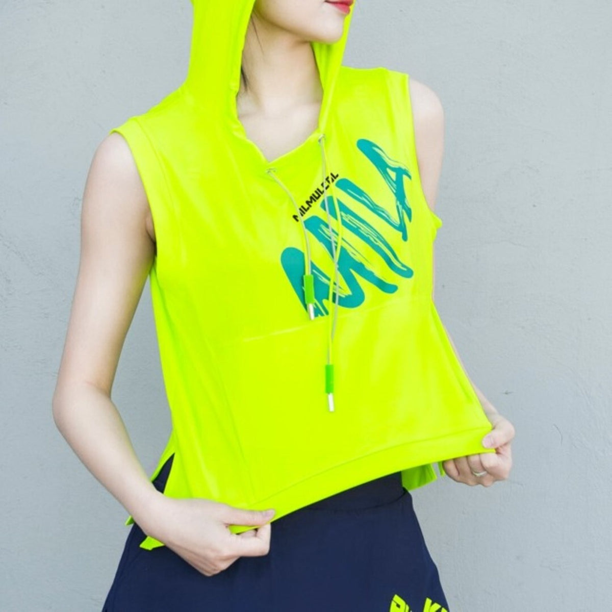 Mana Basic sports sleeveless hoodie 3colors 1774