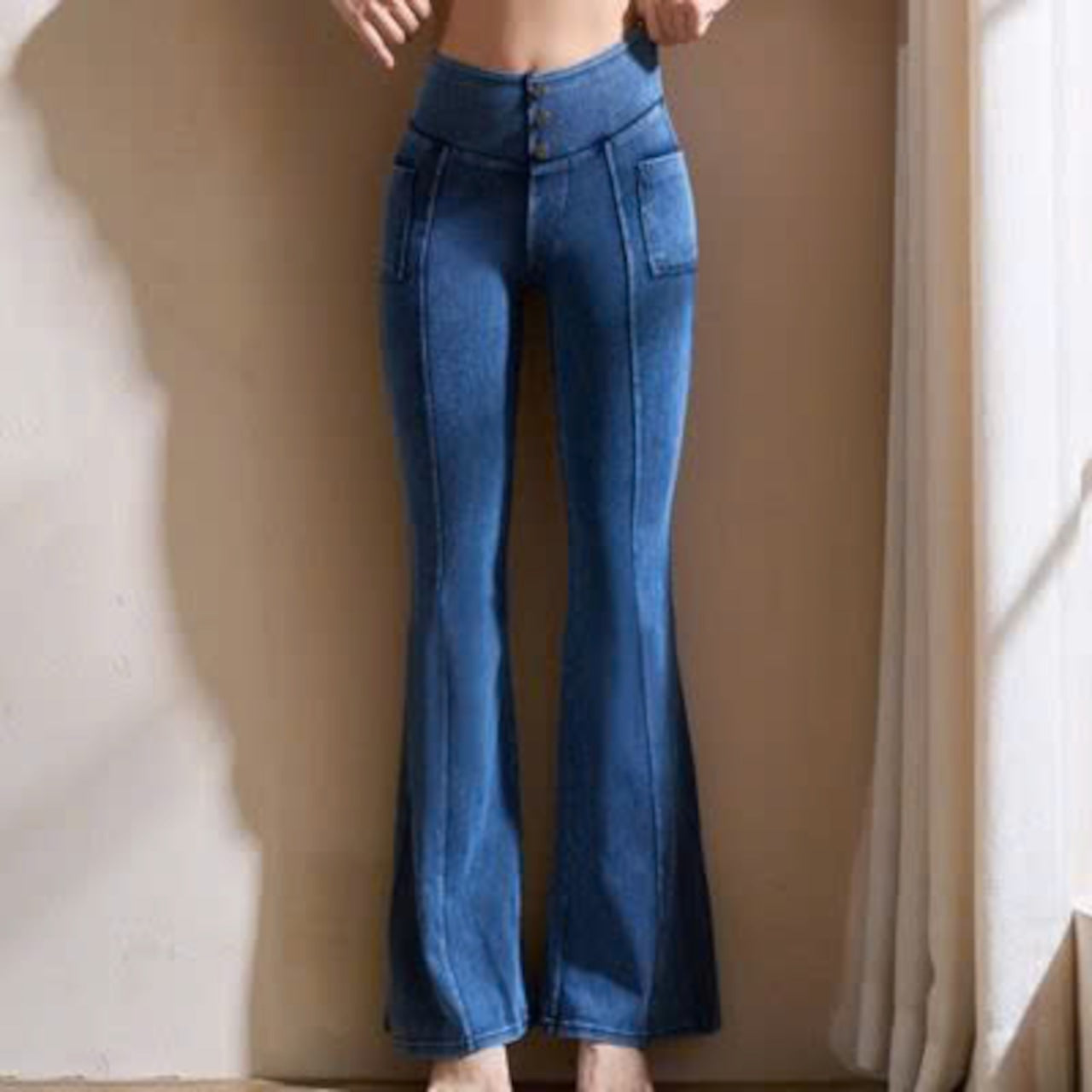Mana Muse denim pockets slightly flared wide-leg yoga pants 2471