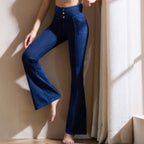 Mana Muse denim pockets slightly flared wide-leg yoga pants 2471
