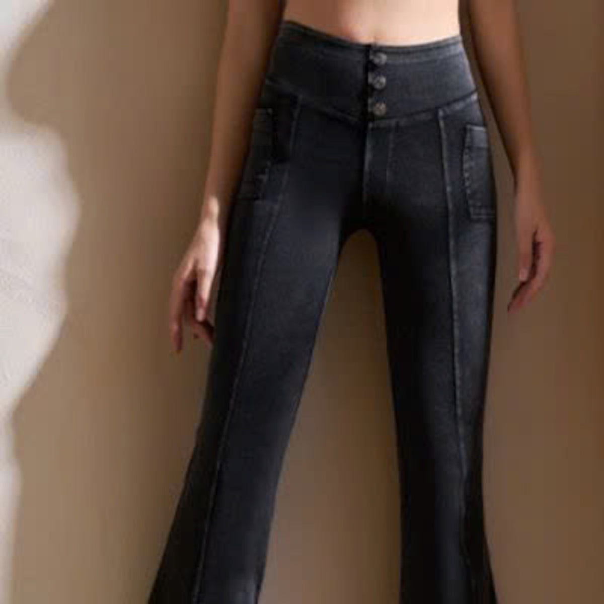 Mana Muse denim pockets slightly flared wide-leg yoga pants 2471