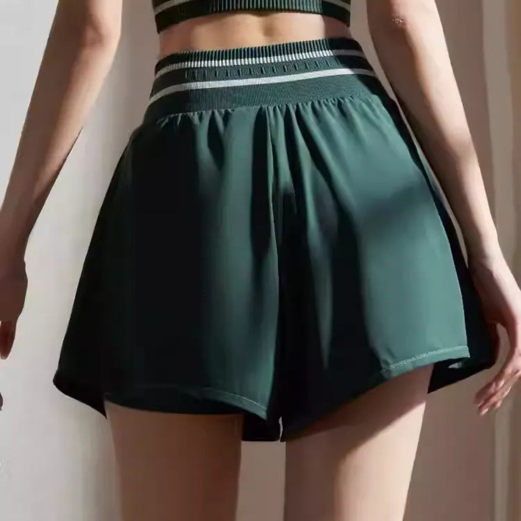 Mana Muse Forest Stripe High-Waist Shorts 2594