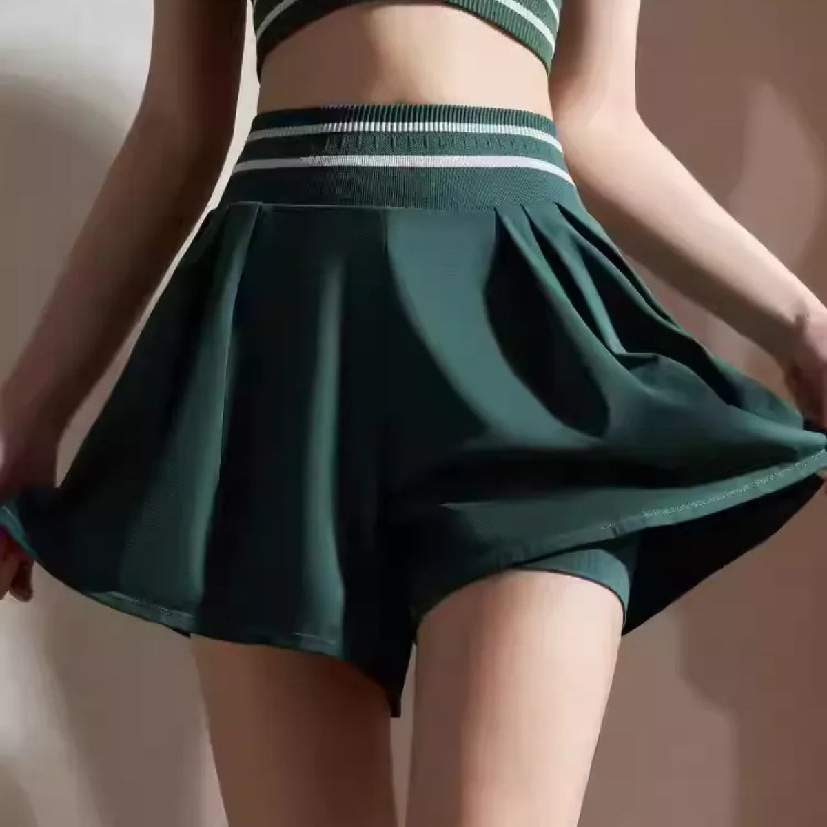 Mana Muse Forest Stripe High-Waist Shorts 2594