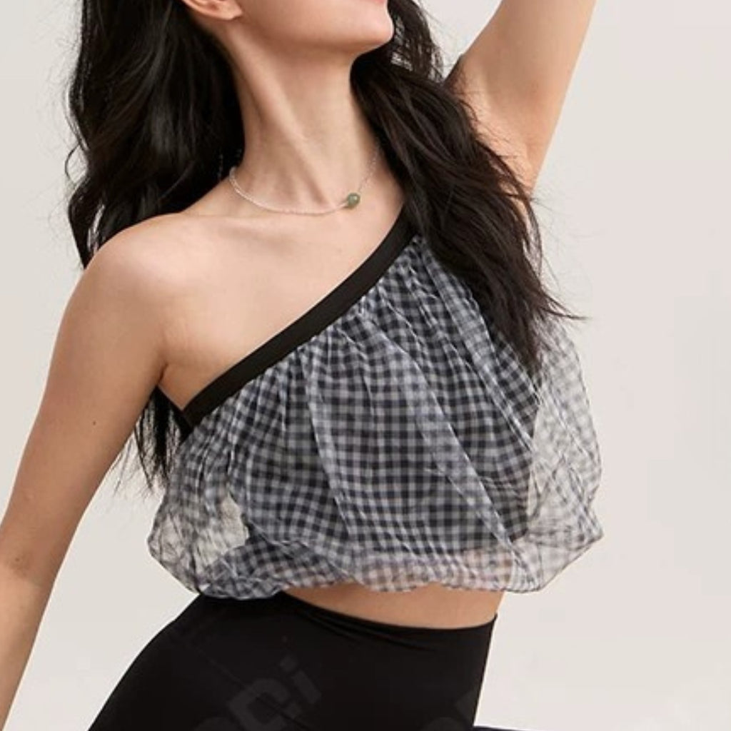 Mana Muse Airy Check Mesh Bra Top 2691