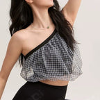 Mana Muse Airy Check Mesh Bra Top 2691
