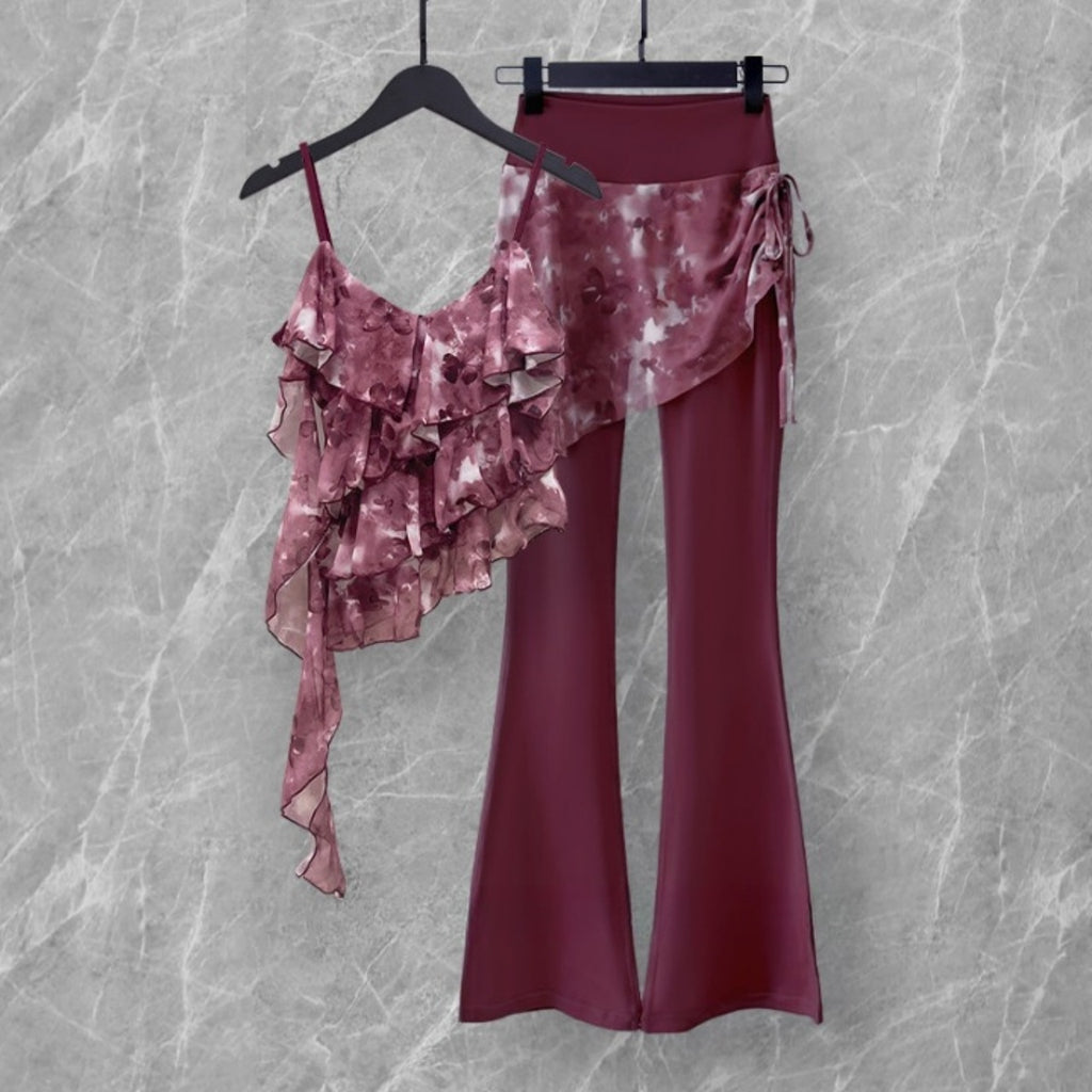 Mana Muse Ruffle Cami & Skirt Leggings Set 2694