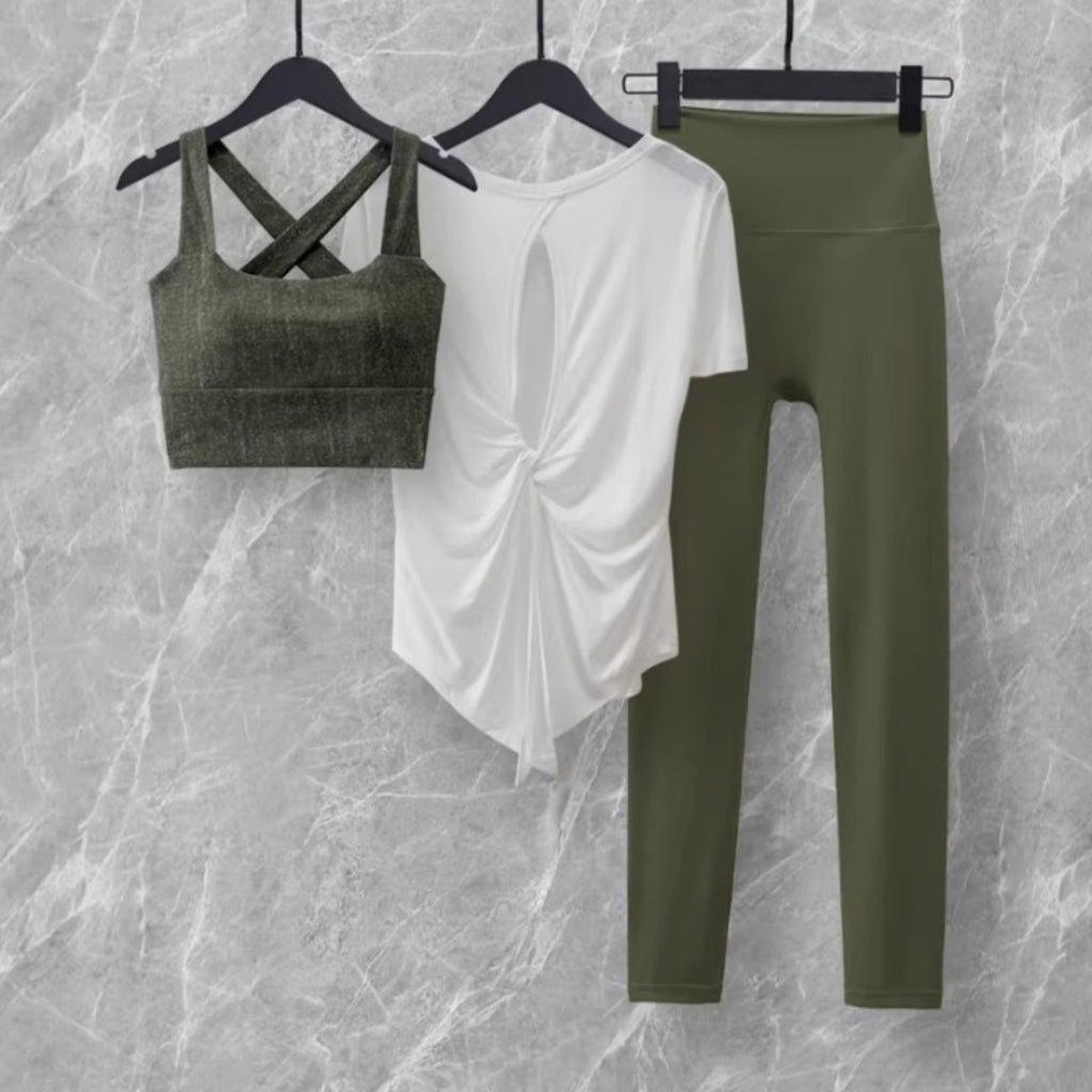 Mana Basic Cross Bra & Twist Back Tee Set 2769