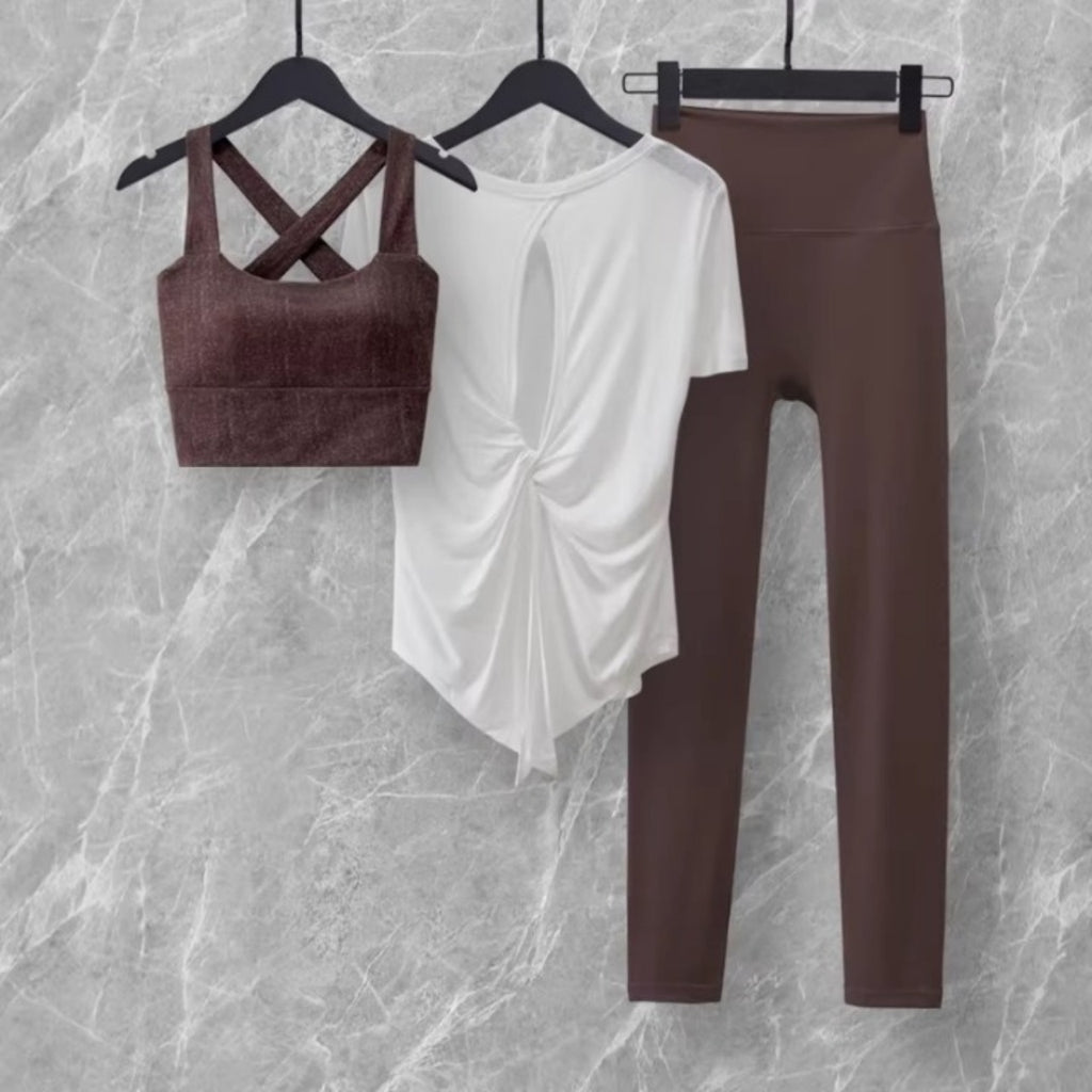Mana Basic Cross Bra & Twist Back Tee Set 2769