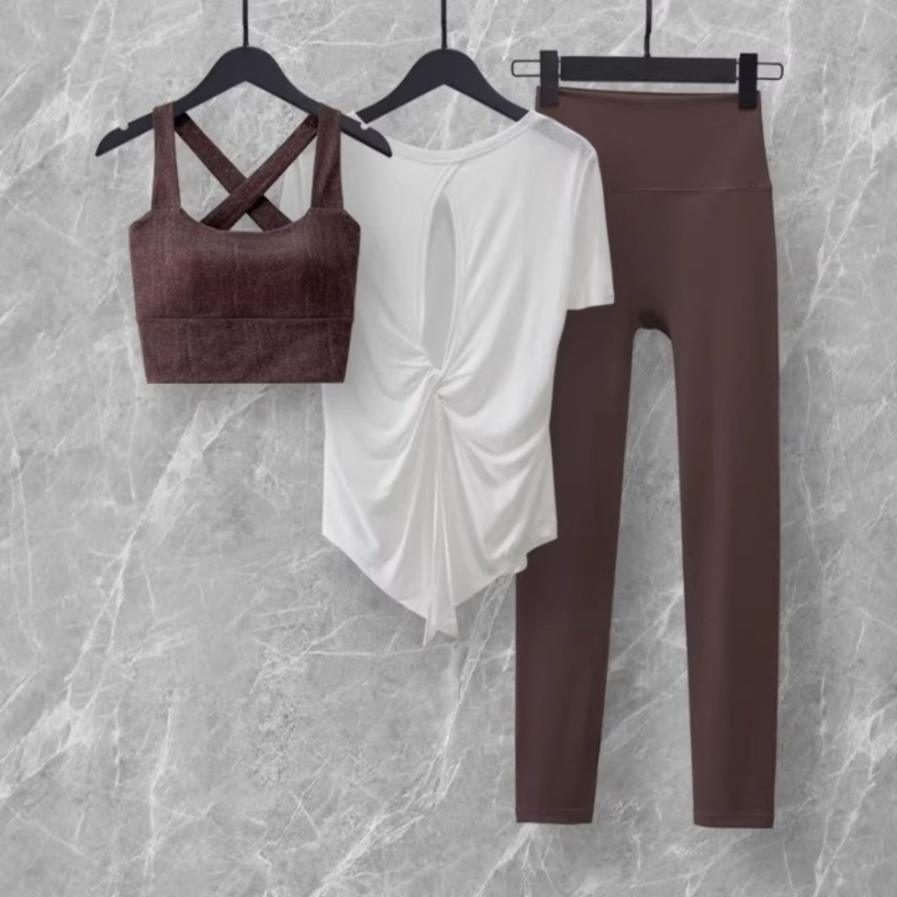 Mana Basic Cross Bra & Twist Back Tee Set 2769