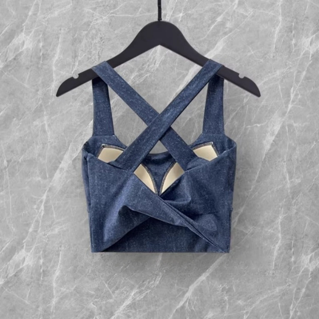 Mana Basic Cross Bra & Twist Back Tee Set 2769