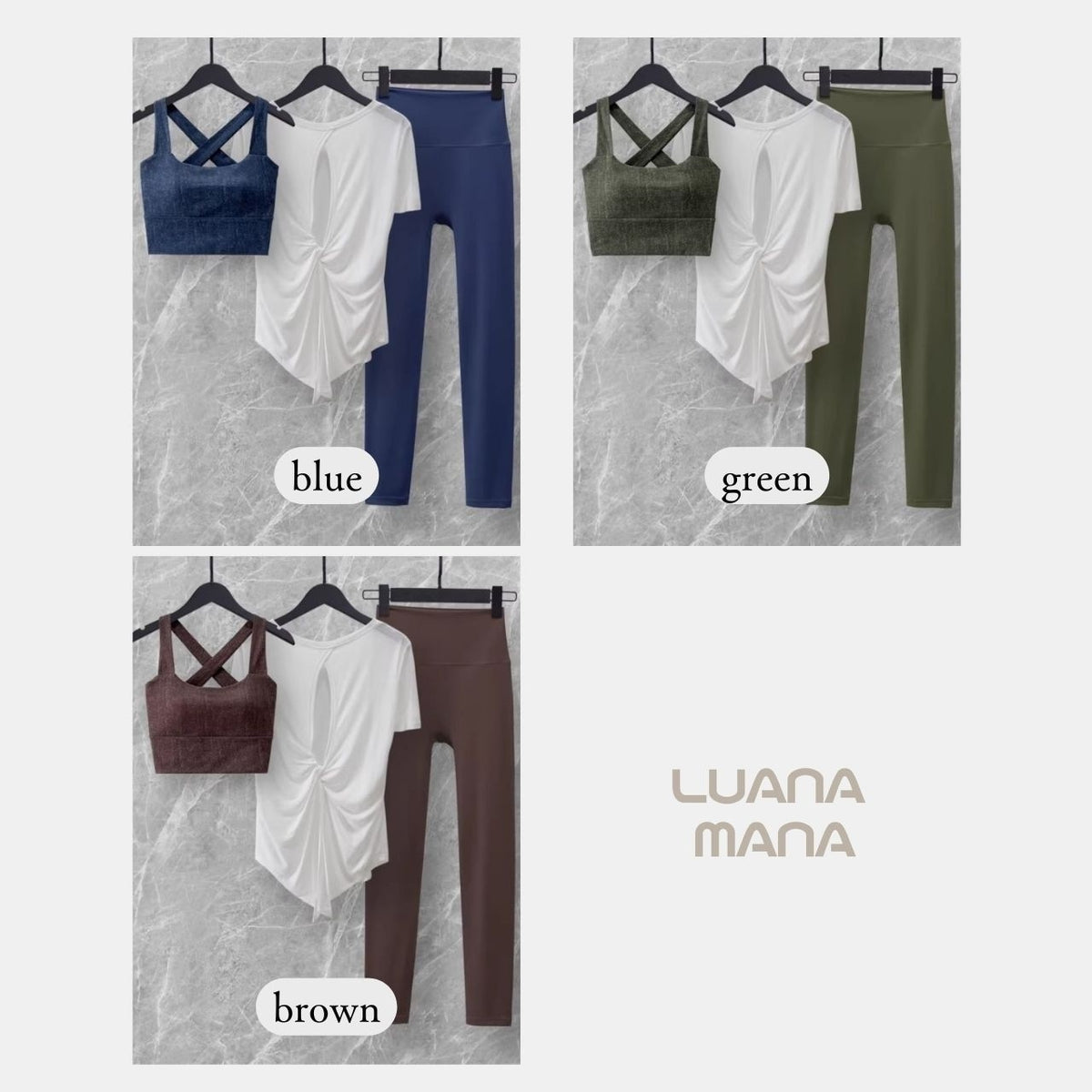 Mana Basic Cross Bra & Twist Back Tee Set 2769
