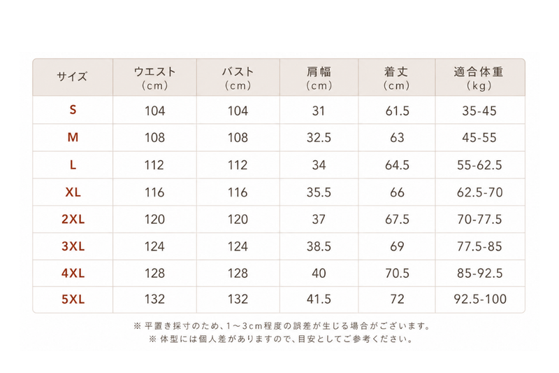 サイズ表