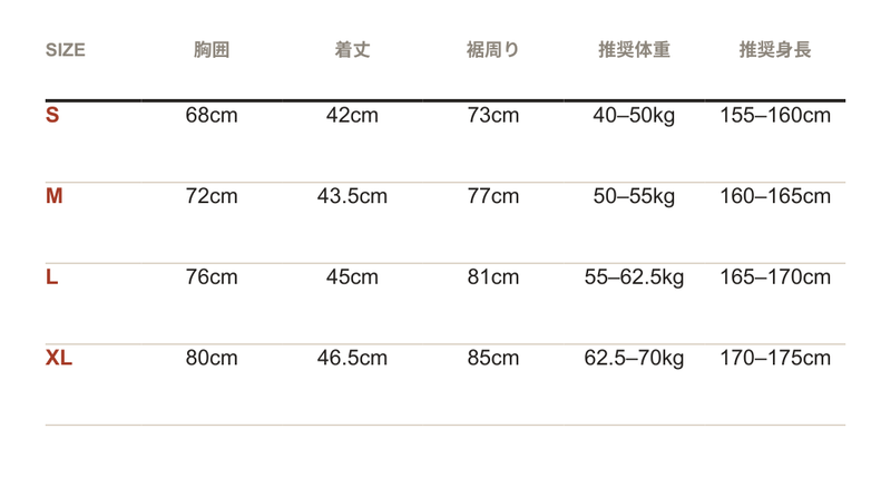 サイズ表