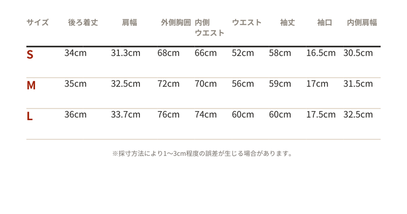 サイズ表