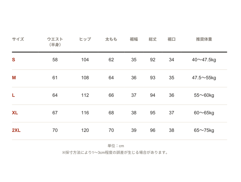 サイズ表